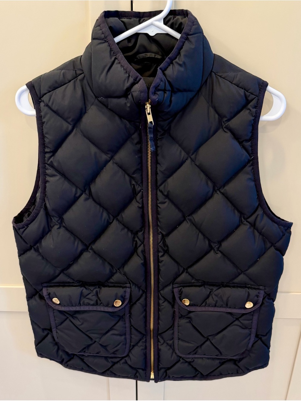 J. Crew Black Quilted Puffer Vest with Gold Hardware